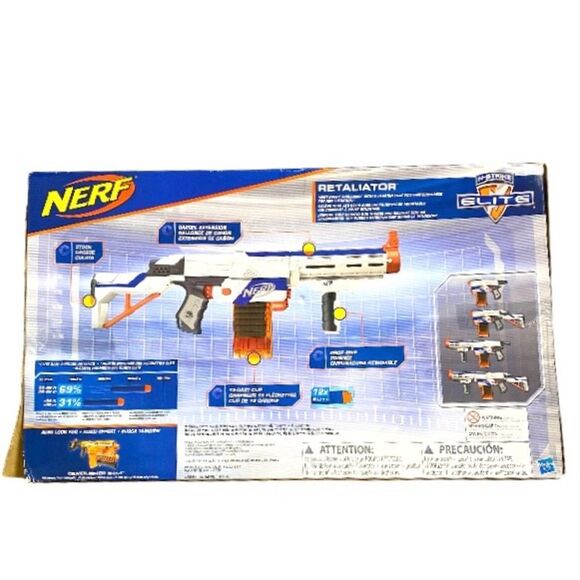 Nerf N-Strike Elite Retaliator 4-In-1 Customizable White/Blue Blaster Toy - Picture 4 of 5